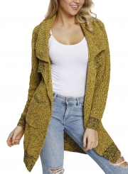 Casual Turn-Down Collar Long Sleeve Open Front Loose Cardigan