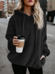 Casual Long Sleeve Loose Sweatshirt Hooded With Pockets