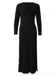 Black Casual Long Lightweight Cardigan