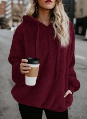 Casual Long Sleeve Loose Sweatshirt Hooded With Pockets