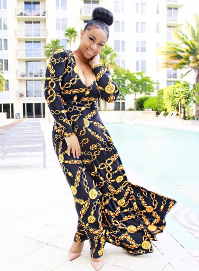 Woman’s Traditional Print Long  Maxi Dress