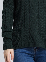 Deep Dreen Off Shoulder Round Neck Long Sleeve Loose Solid Color Sweater