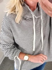 Top Stripes Funnel Neck Pullover