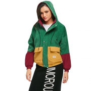 Hooded Color Block Corduroy Jacket