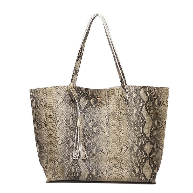 Snake Print Leather Handbag (6 colors)