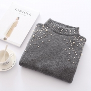 Round Neck Loose Hand Pearl Decorative Knitted Sweater