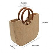 Handle Tote Shoulder Handbag with Wood Ring