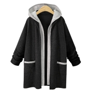 Hooded Coat Two False Pieces Knit Cardigan