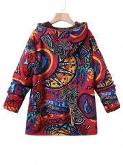 Long Sleeve Hoodie Printed Casual Coat