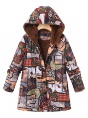 Long Sleeve Hoodie Printed Casual Coat