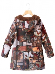 Long Sleeve Hoodie Printed Casual Coat