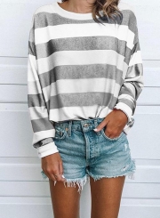 Fashion Rainbow Colourful Striped Casual Tops T-Shirt