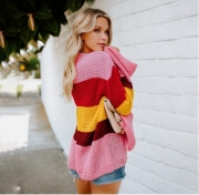 Loose Rainbow Knit Pullover Sweater