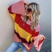 Loose Rainbow Knit Pullover Sweater