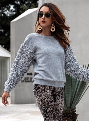 Round Long Sleeve Solid Color Tassel Pullover Sweater