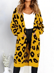 Leopard Printed Pocket Cardigan Sweater