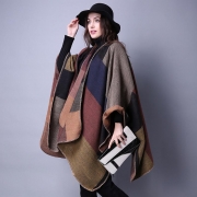 Reversible Oversized Blanket Poncho Cape Shawl Cardigans