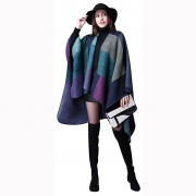 Reversible Oversized Blanket Poncho Cape Shawl Cardigans