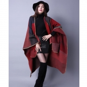 Reversible Oversized Blanket Poncho Cape Shawl Cardigans