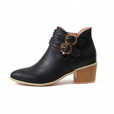 Belt Buckle Chunky Booties YOUYOUFASHIONEC.com