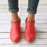 Plain Laciness Outdoor Ankle Booties