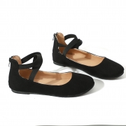 Plain Flat Velvet Ankle Strap Flats