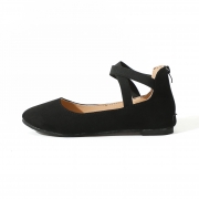 Plain Flat Velvet Ankle Strap Flats