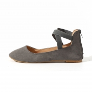 Plain Flat Velvet Ankle Strap Flats