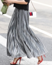 Luster Elegant Pleated A Line Waist Skirt