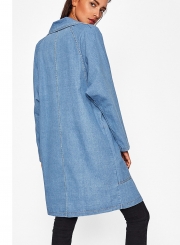 Long Denim Coat  Trench Coat Outwear