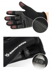 Winter Outdoor Sports Skiing Riding Waterproof Full Finger Touch Screen Zipper Fleece Warm Gloves