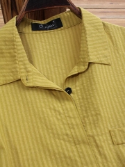 Vintage Lapel Button Long Sleeve Plus Size Shirt