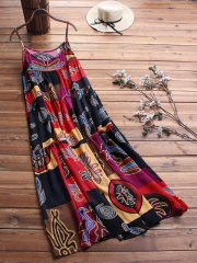 Two Picecs Ethnic Print Vintage Maxi Dress For Women