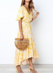 Frill Hemline Floral Maxi Dress