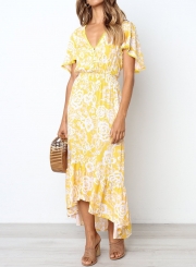 Frill Hemline Floral Maxi Dress