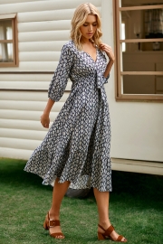 V-neck Swing Midi Dresses