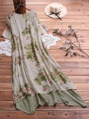 Double layered Floral Print Maxi Dress