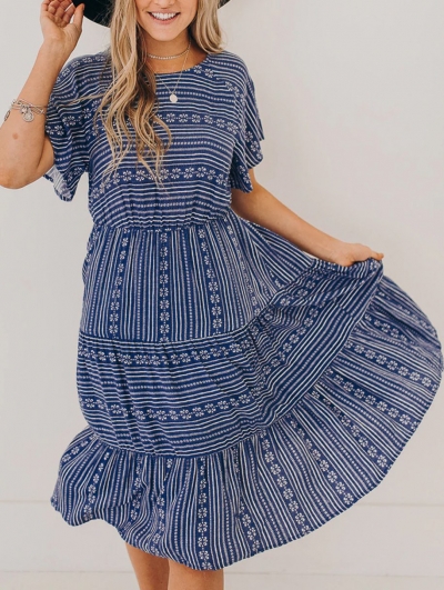 Pure Bohemian Print Midi Dress YOUYOUFASHIONEC.com