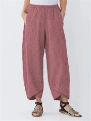 Summer Pockets Striped Casual Capri Pants
