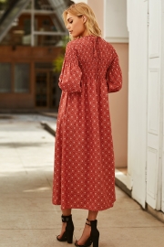 Pure 3/4 Sleeve Pleated Print Dress