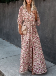 THROWBACK FLORAL KIMONO MAXI DRESS