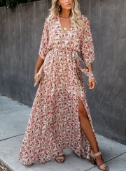 THROWBACK FLORAL KIMONO MAXI DRESS