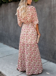 THROWBACK FLORAL KIMONO MAXI DRESS