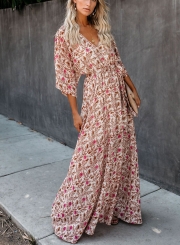 THROWBACK FLORAL KIMONO MAXI DRESS