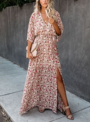 THROWBACK FLORAL KIMONO MAXI DRESS