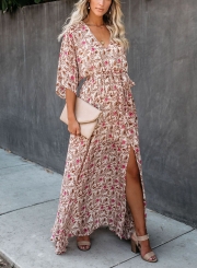 THROWBACK FLORAL KIMONO MAXI DRESS