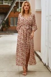 THROWBACK FLORAL KIMONO MAXI DRESS