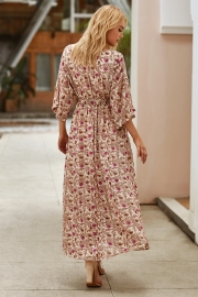 THROWBACK FLORAL KIMONO MAXI DRESS