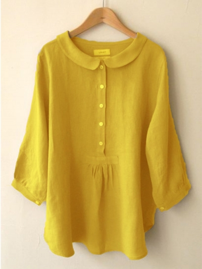 Casual Long Sleeve Sweet Solid Blouse YOUYOUFASHIONEC.com