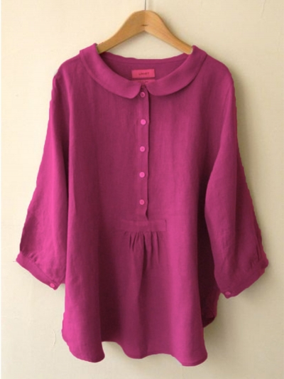 Casual Long Sleeve Sweet Solid Blouse YOUYOUFASHIONEC.com